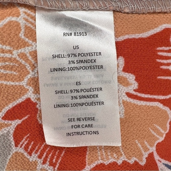 Small NEW Floral Blouse Cold Shoulder Keyhole Neckline C&E Orange Blue - Picture 11 of 11